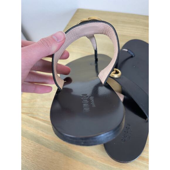 Gucci Women's Marmont GG T-Strap Thong Sandals Flip Flops Black EU 39.5 US 9.5 - Picture 8 of 8